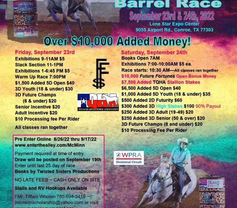 Jeanine McMinn Memorial Barrel Race – Sept. 23-24, 2022