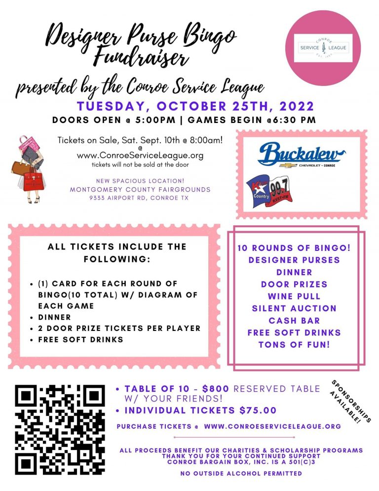 Designer Purse Bingo Fundraiser - Conroe Service League - October 25, 2022 Conroe-Service-League-2022-Purse-Bingo-768×994