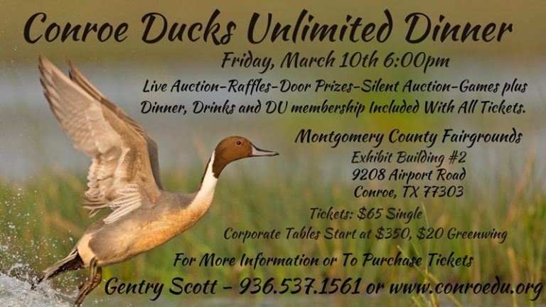Conroe Ducks Unlimited Dinner – March 10, 2023